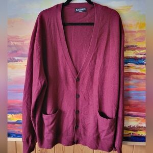 Kallspin Cashmere/Wool Blend V Neck Cardigan